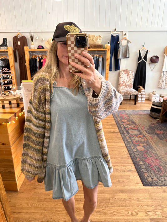 Striped Open Cardigan