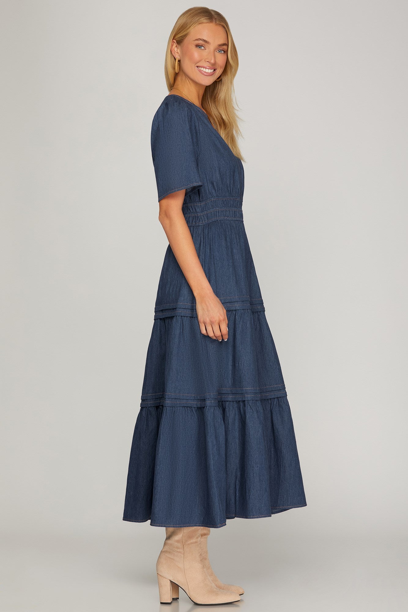 Macy Denim Tiered Dress