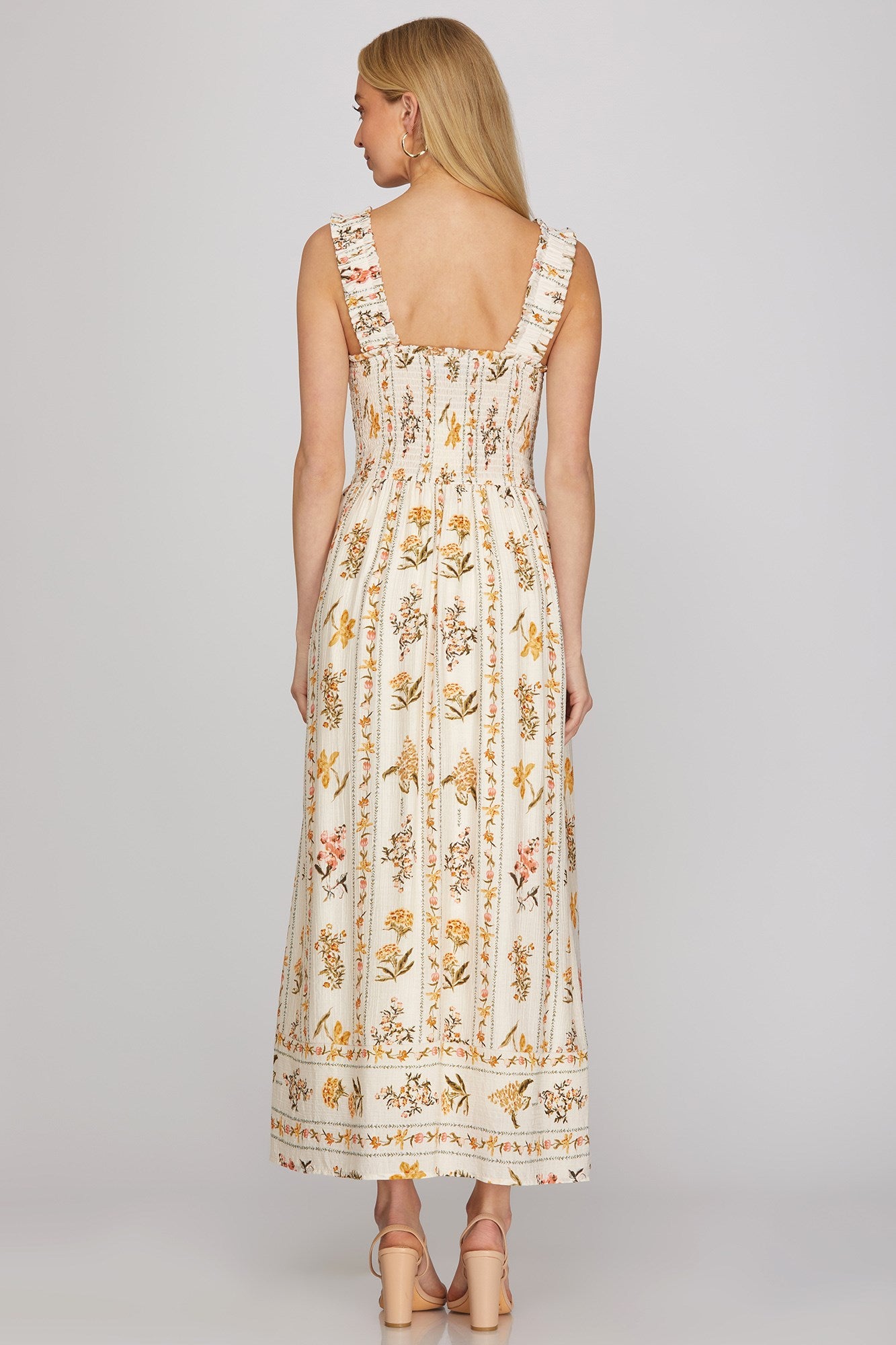Chloe Floral Print Maxi Dress/Gold