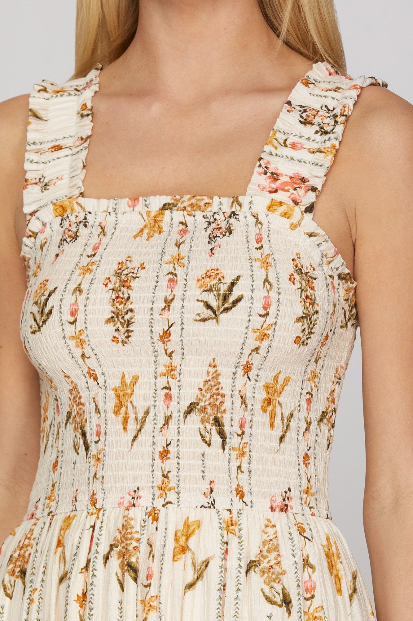 Chloe Floral Print Maxi Dress/Gold