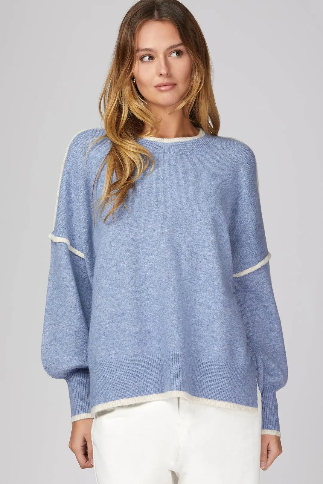 Sylvie Contrast Sweater Top/Blue