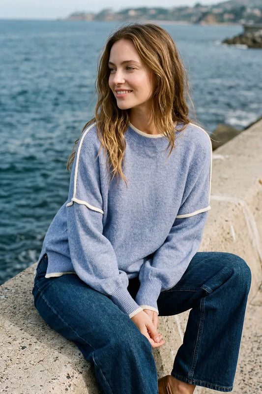 Sylvie Contrast Sweater Top/Blue