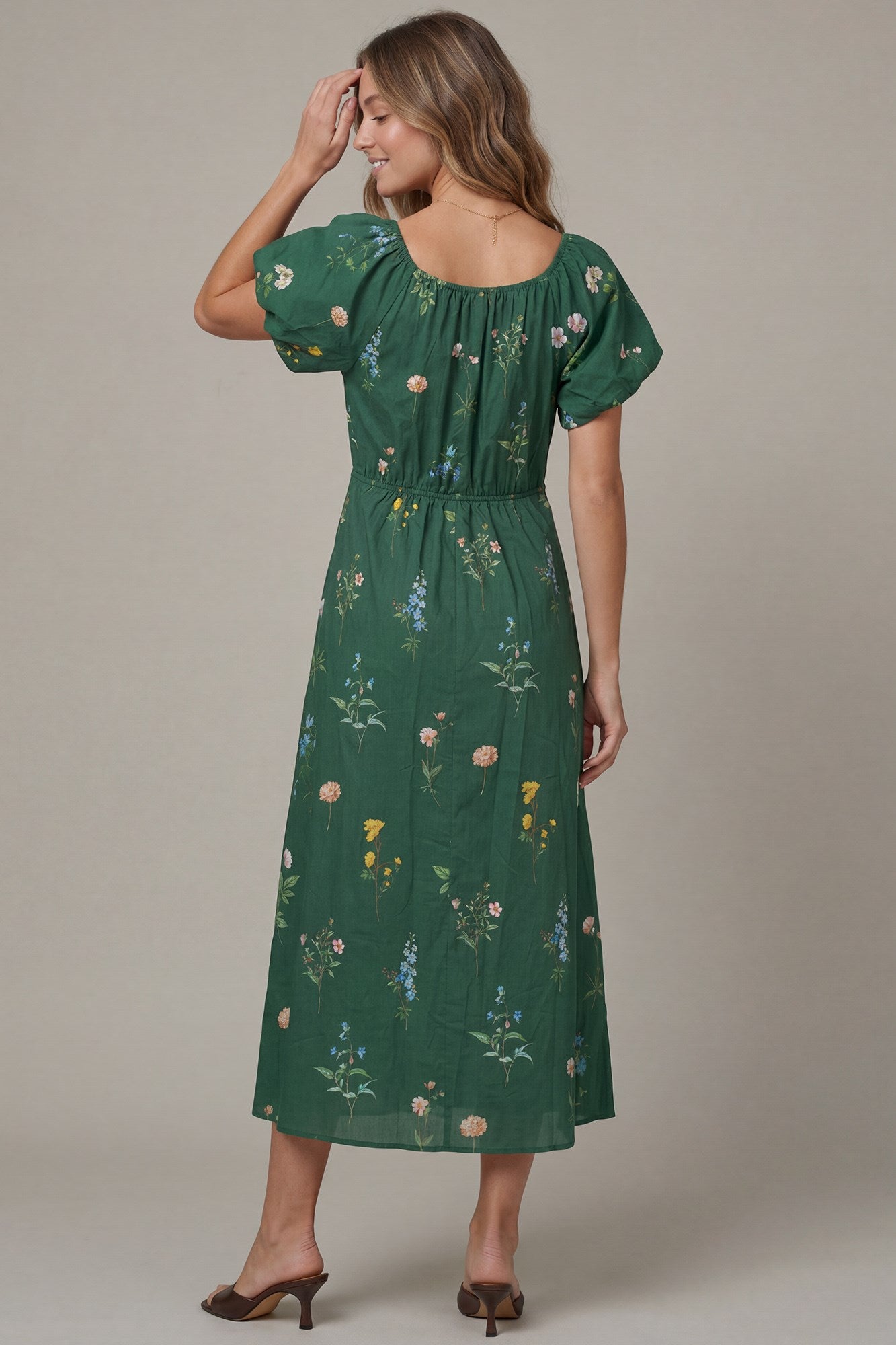 Amiri Floral Short Sleeve Midi Dress