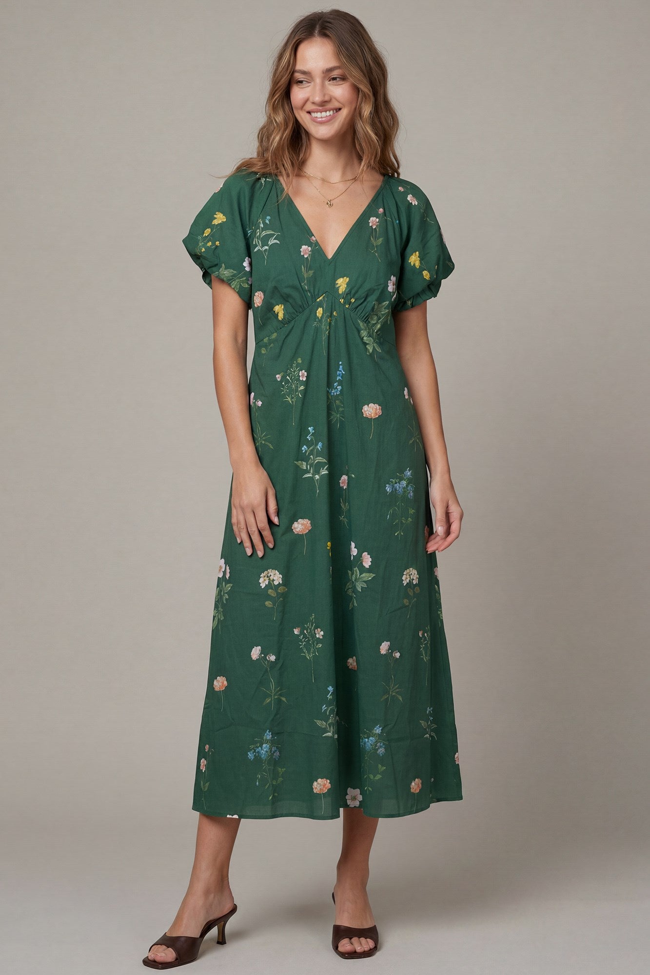 Amiri Floral Short Sleeve Midi Dress