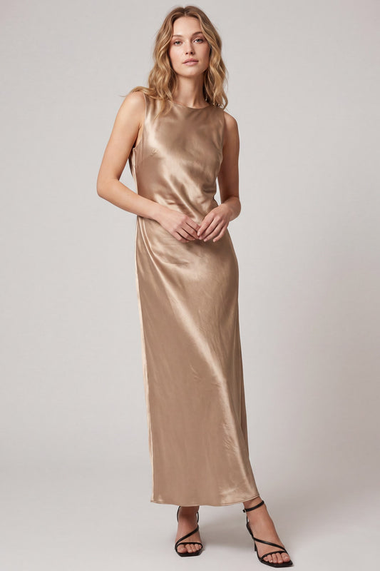 Veda Satin Maxi Dress/Mocha