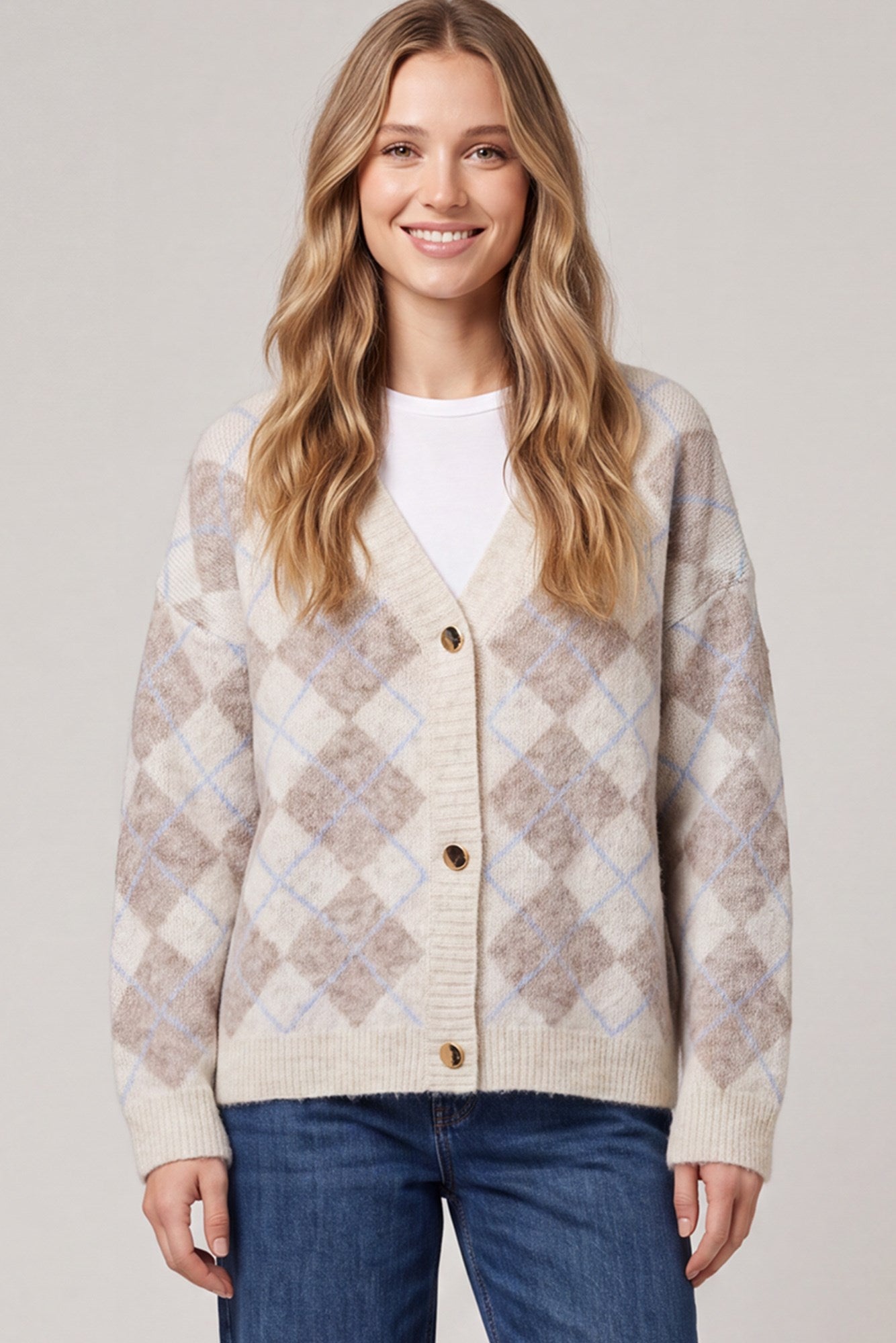 Mia Argyle Sweater Cardigan