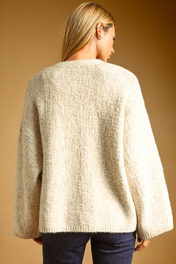Teagan Oversized Open Sweater Cardigan/Vanilla