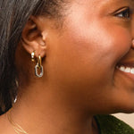 Mixed Metal Link Hoop Earrings