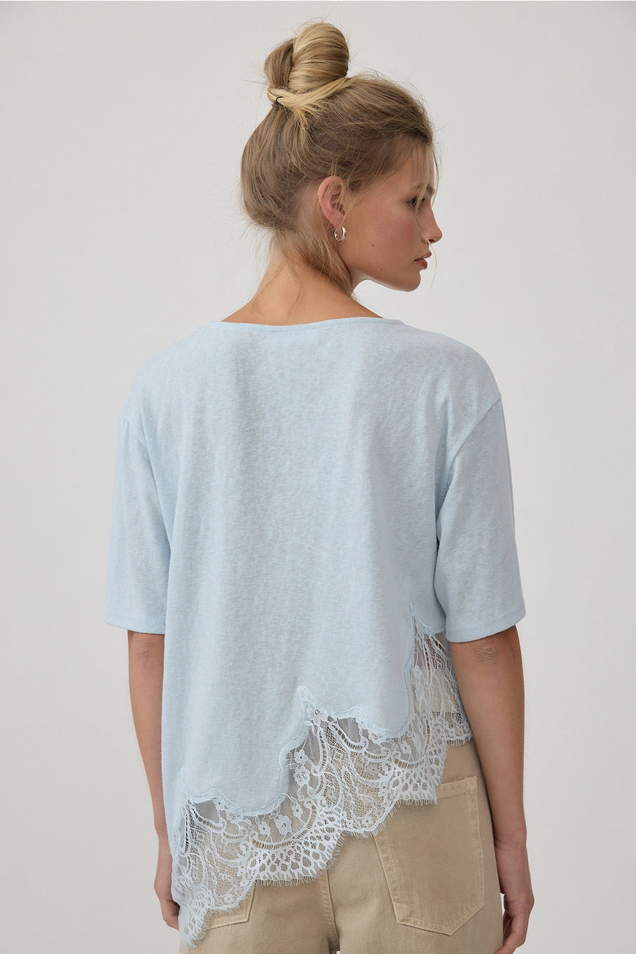 Rosalie Slub Knit Lace Hem Top