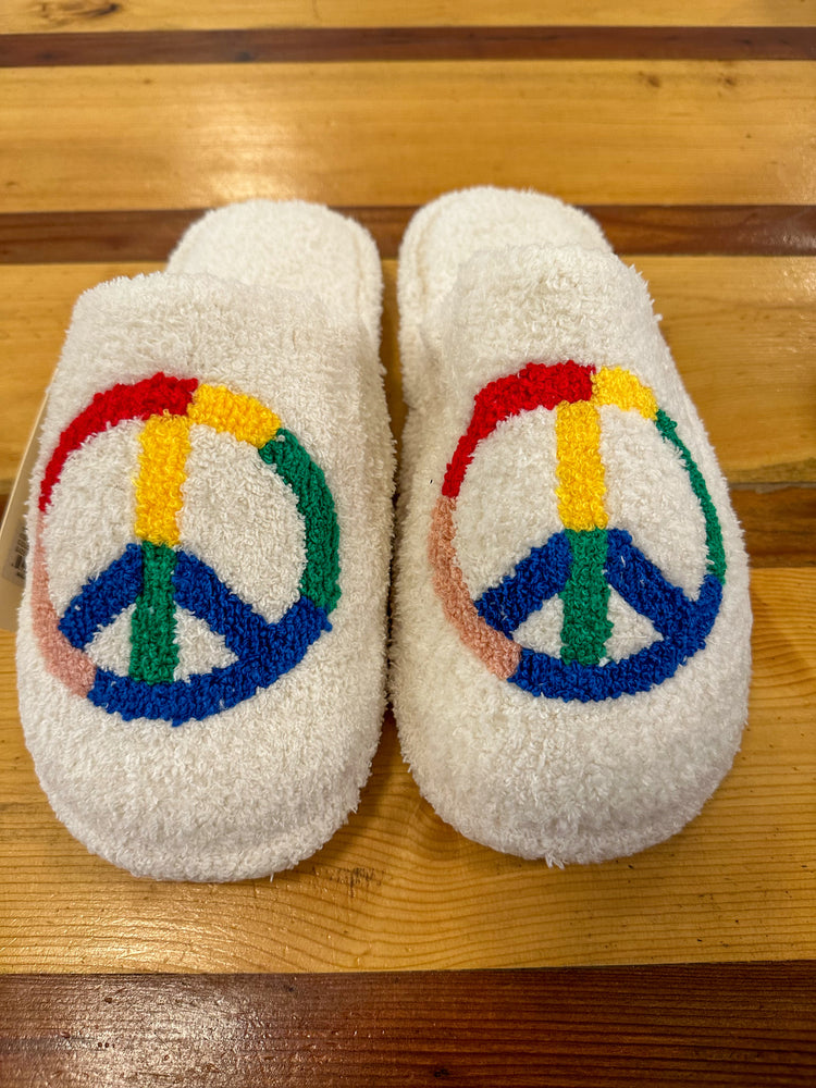 Peace Symbol Embroidered Slippers
