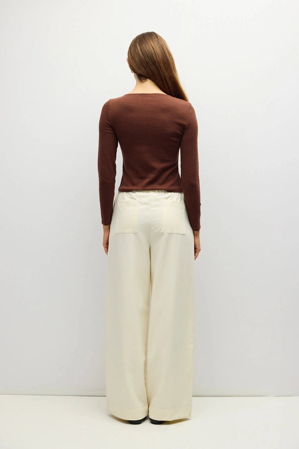 Alicia Pin Stripe Top/Brown+Navy