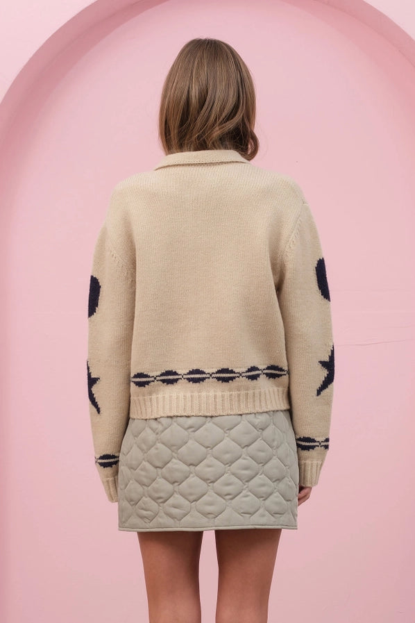 Sylvie Moon & Star Cozy Zip Up Sweater Jacket