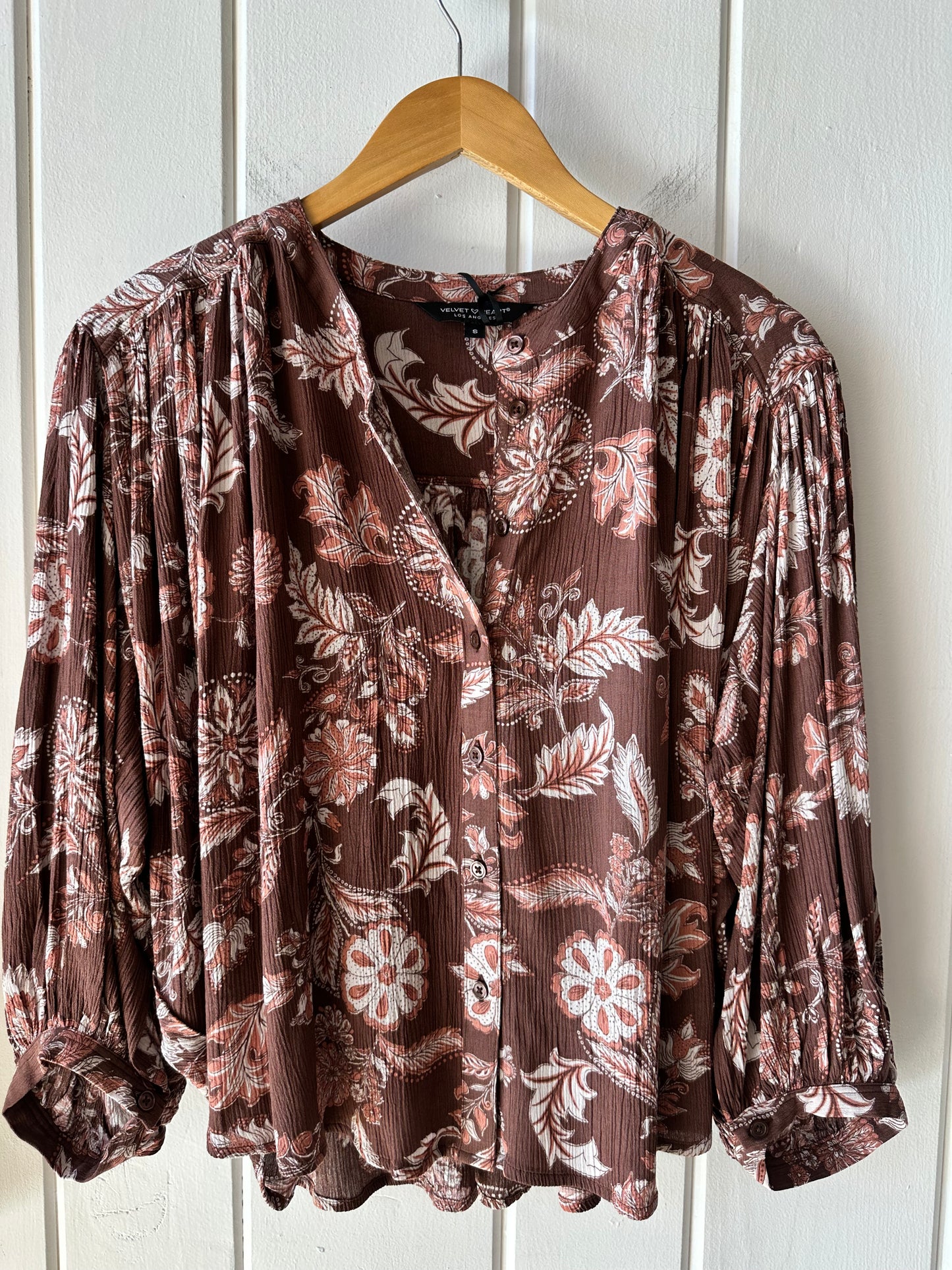 Harlen Vintage Brown Printed Blouse
