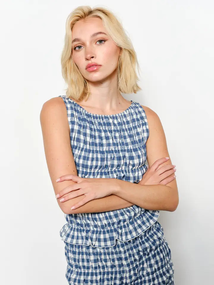 Deliah Gigham Smocked Top