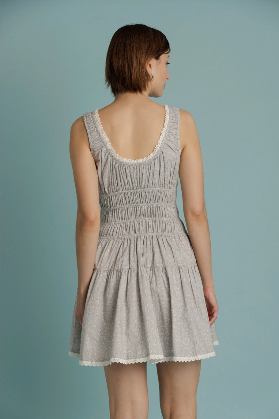 Maya Eyelet Trim Floral Mini Dress