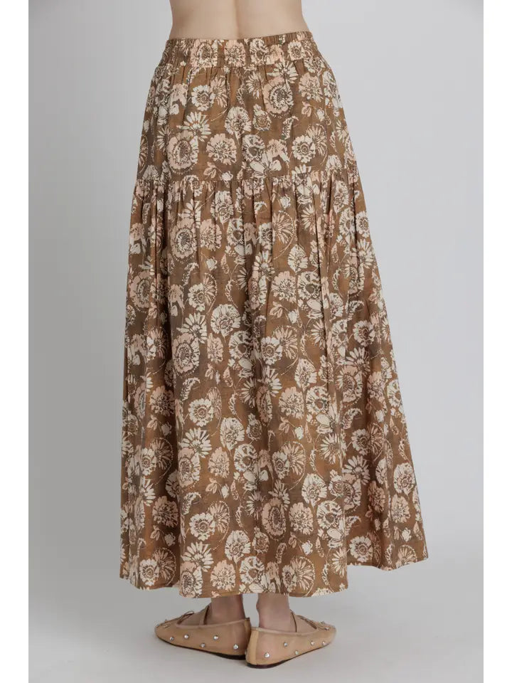Pheobe Printed Tiered Midi Skirt
