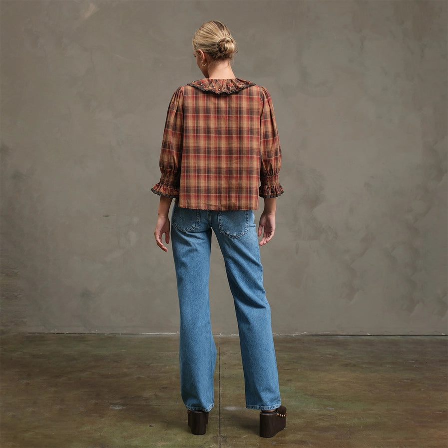 Lana Ruffle Plaid Blouse