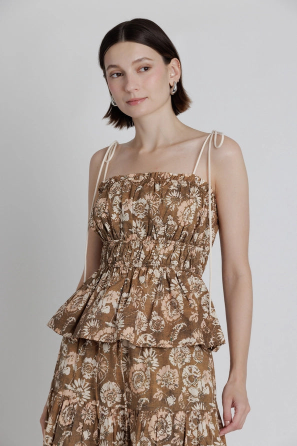 Pheobe Printed Cami Top w/Ties