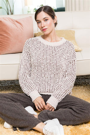 Popcorn Yarn Mix Pullover Sweater