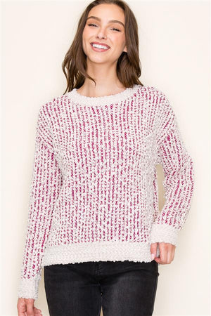 Popcorn Yarn Mix Pullover Sweater