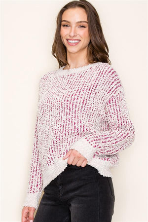 Popcorn Yarn Mix Pullover Sweater