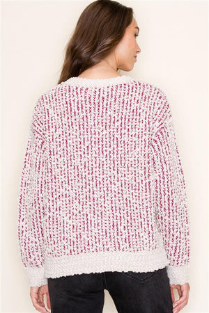 Popcorn Yarn Mix Pullover Sweater