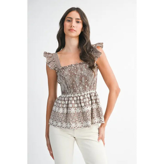 Kelly Gingham Smocked Peplum