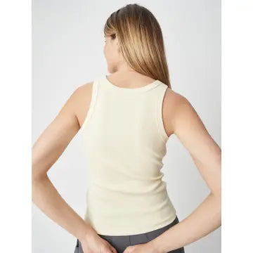 Alia Ribbed Knit Tank Top-Yellow