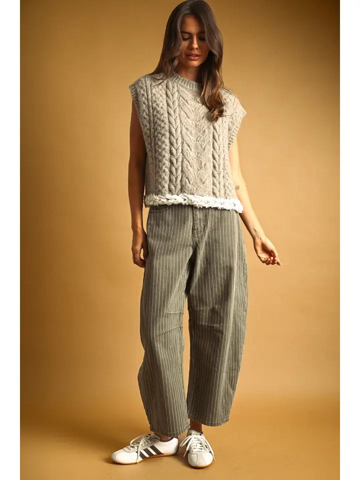 Piper Pinstriped Barrel Pants