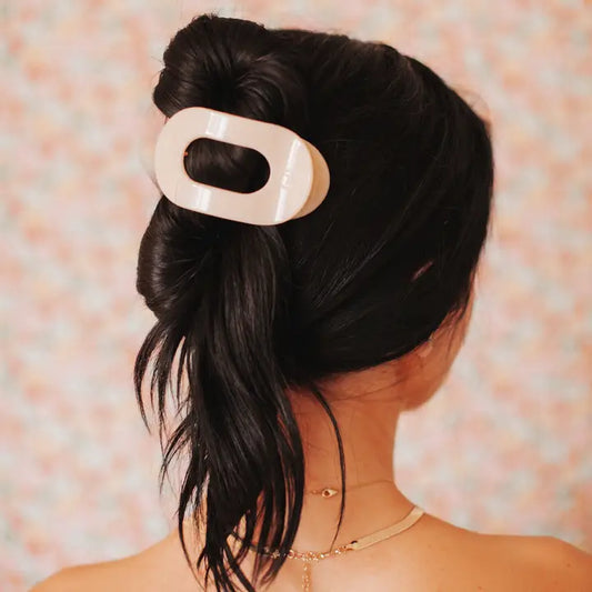 Round Flat Medium Hair Clip/Almond