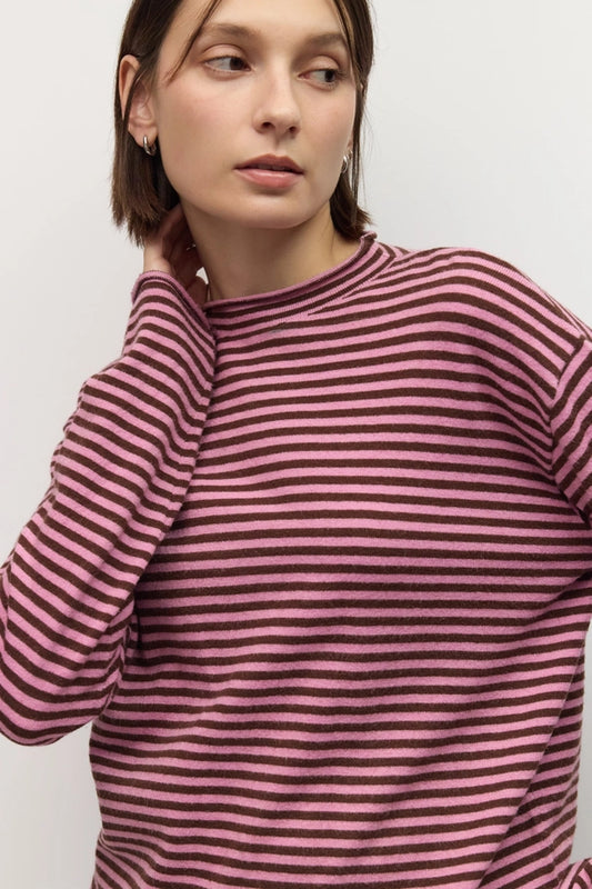 Cierra Striped Mock -neck Sweater