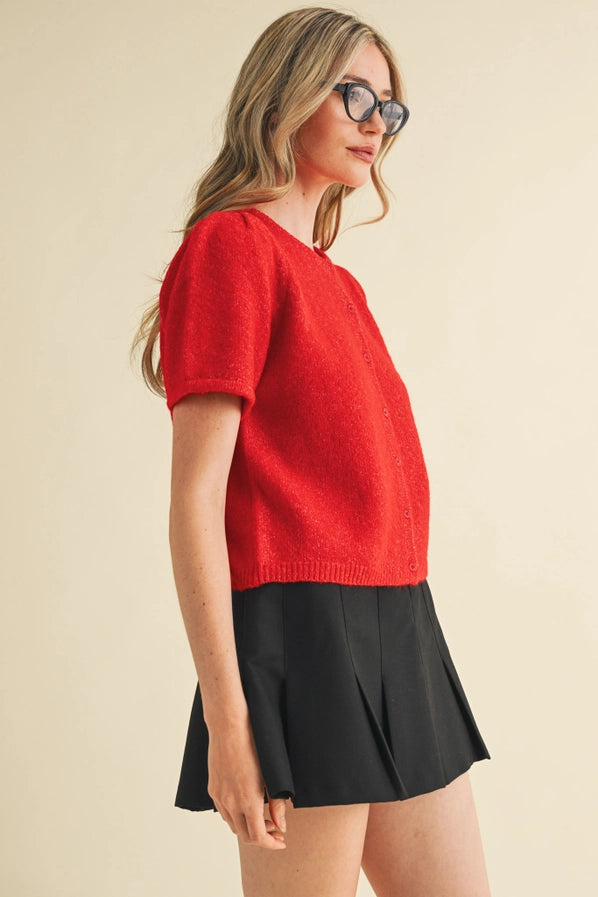 Eva Short Sleeve Puff Sleeve Sweater Top