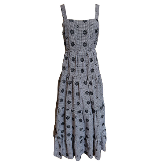 Sofia Black Floral Gingham Dress