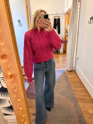 Marcie Cable Knit Mock Neck Sweater