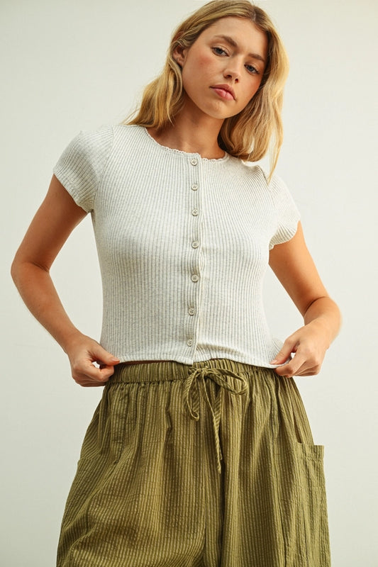 Blair Short Sleeve Button Front Top