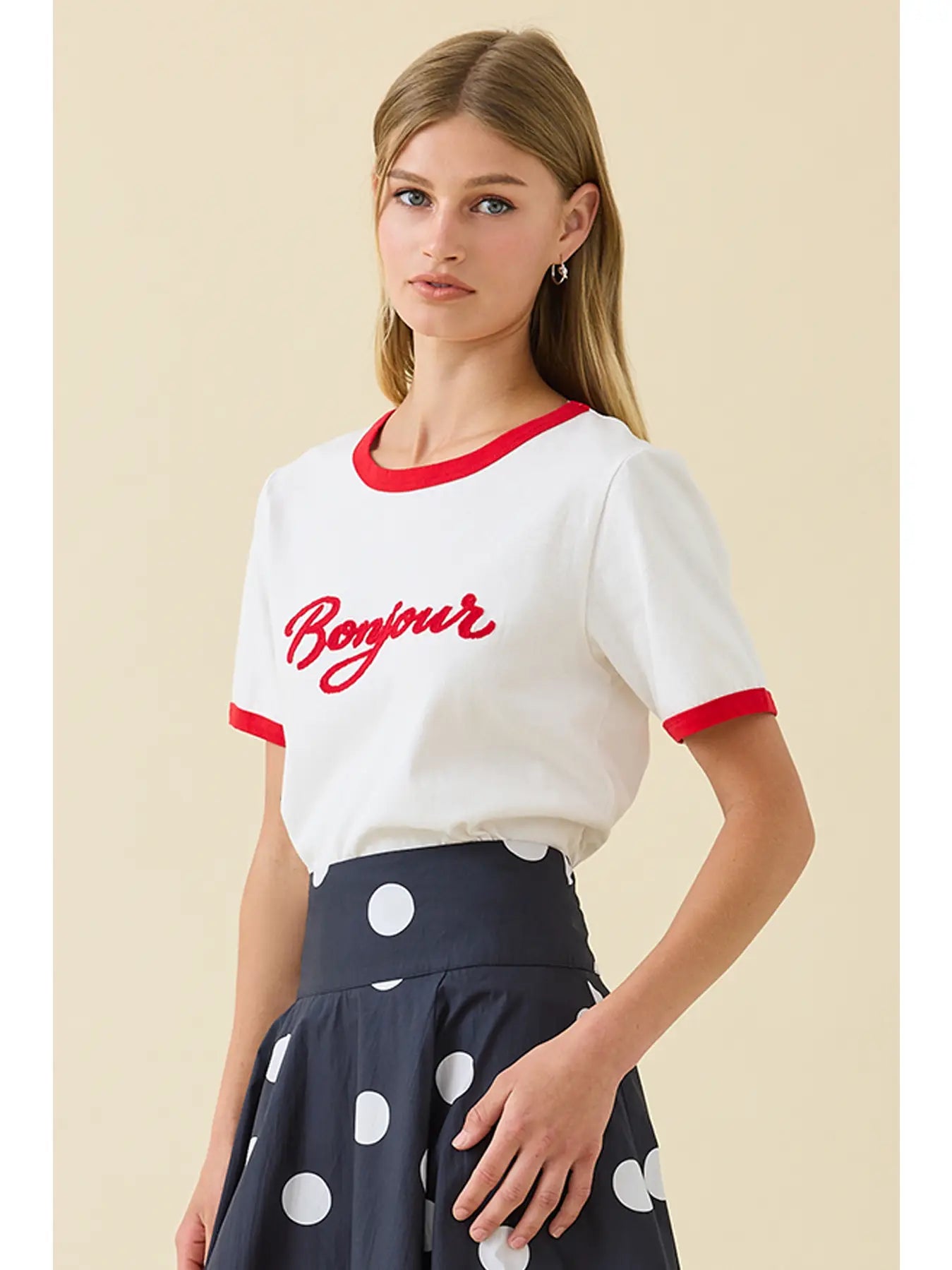 Bonjour Ringer Tee/Red