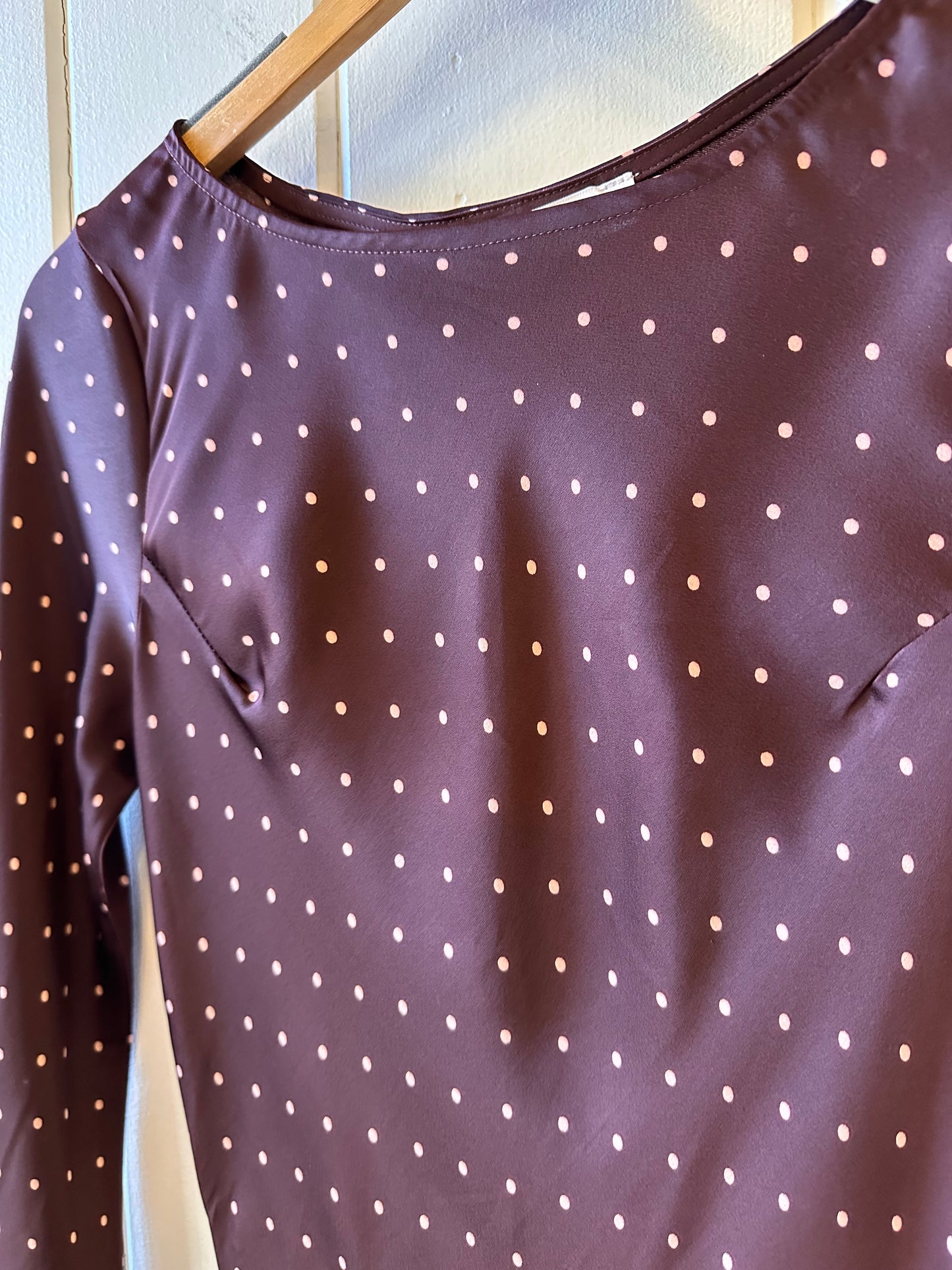 Georgie Burgundy Long Sleeve Polka Dot Dress