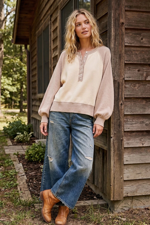 Frances Henley Sweater Top