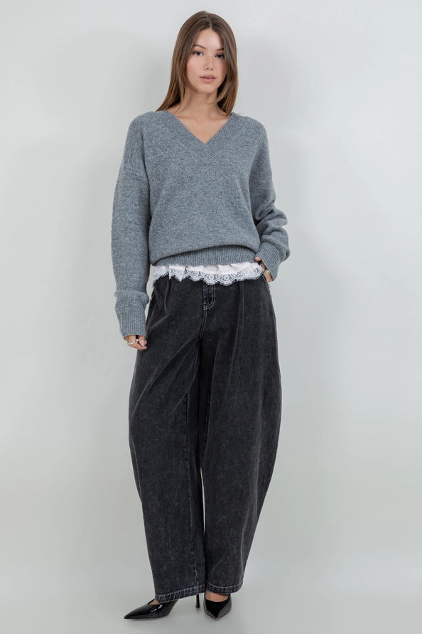 Winona V neck Sweater w/ Lace