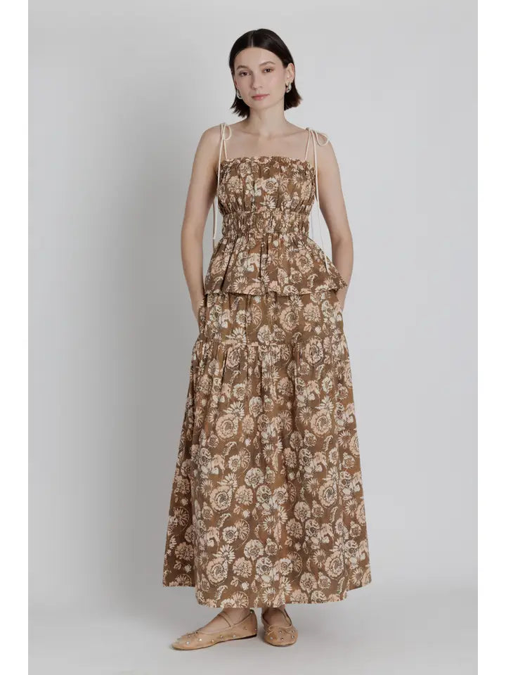 Pheobe Printed Tiered Midi Skirt