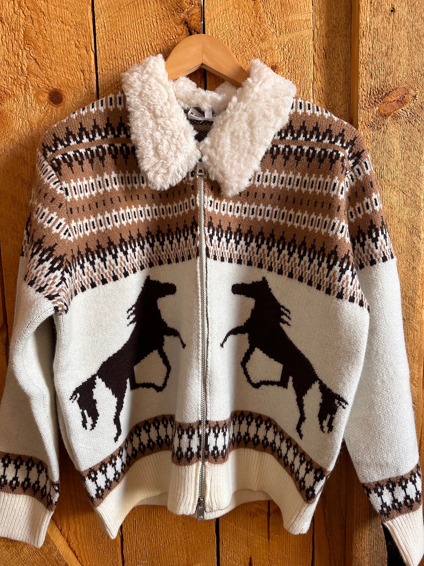 Charlotte Western Knit Zip-UP Sweater Jacket