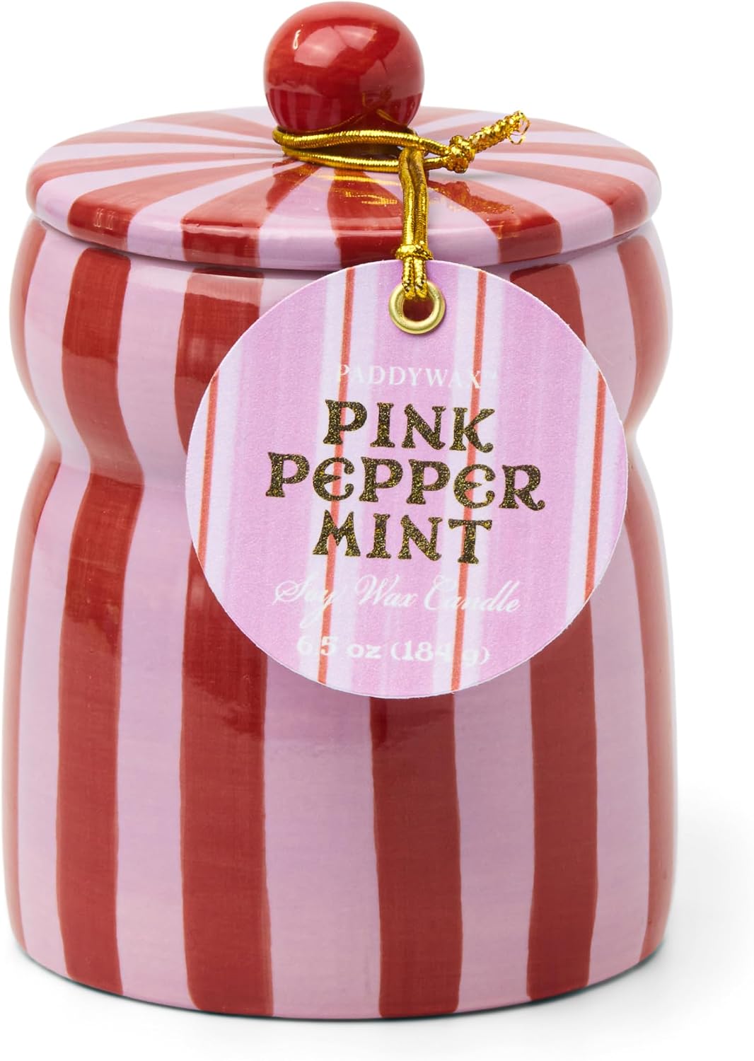 Red/Pink Striped Cabana Peppermint Candle