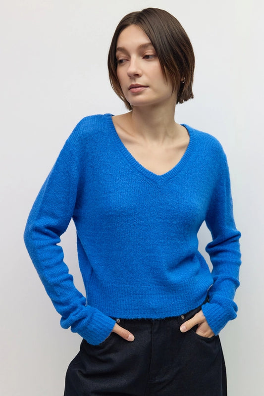 August Blue V neck Sweater