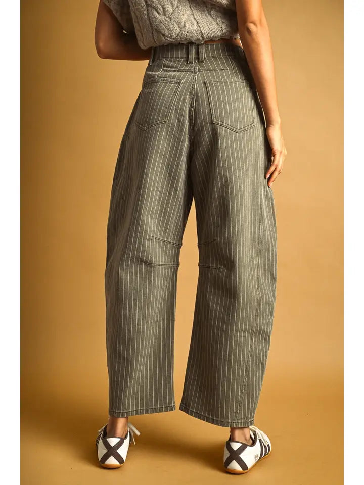 Piper Pinstriped Barrel Pants