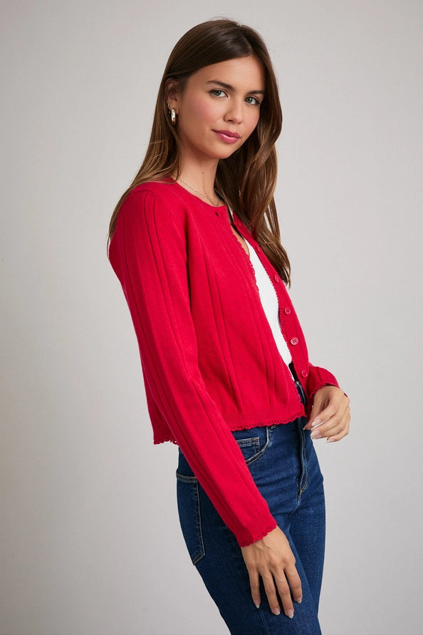 Seraphina Pointelle Long Sleeve Cardigan