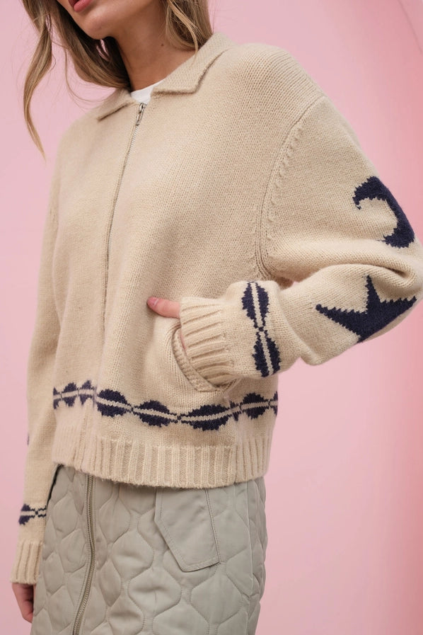 Sylvie Moon & Star Cozy Zip Up Sweater Jacket