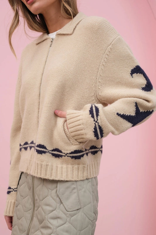 Sylvie Moon & Star Cozy Zip Up Sweater Jacket