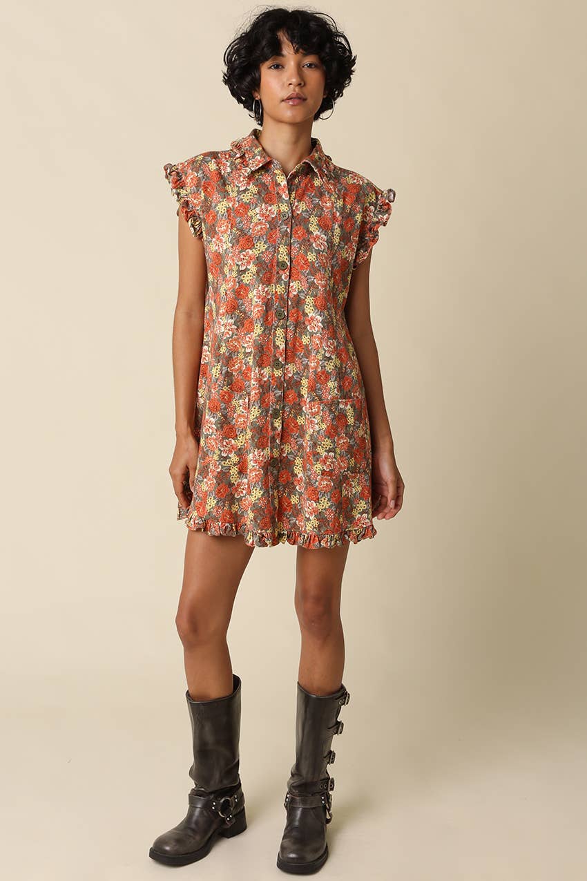 Poppy Floral Shirt Mini Dress