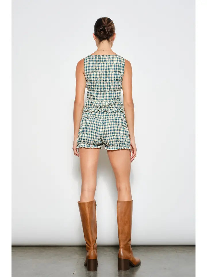 Uriah Gingham Smocked Tank Top