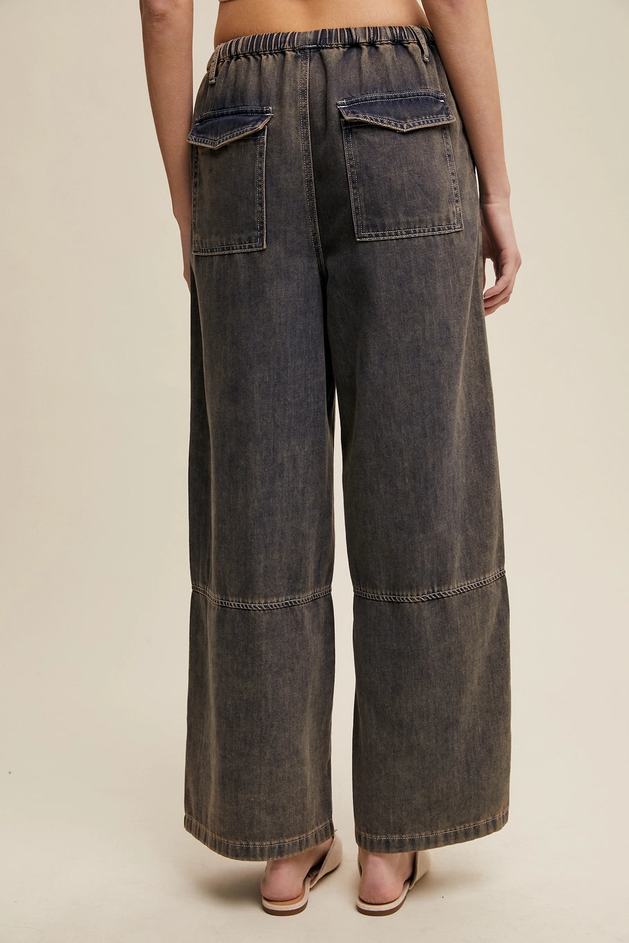Clara Wide Leg Denim Drawstring Pants